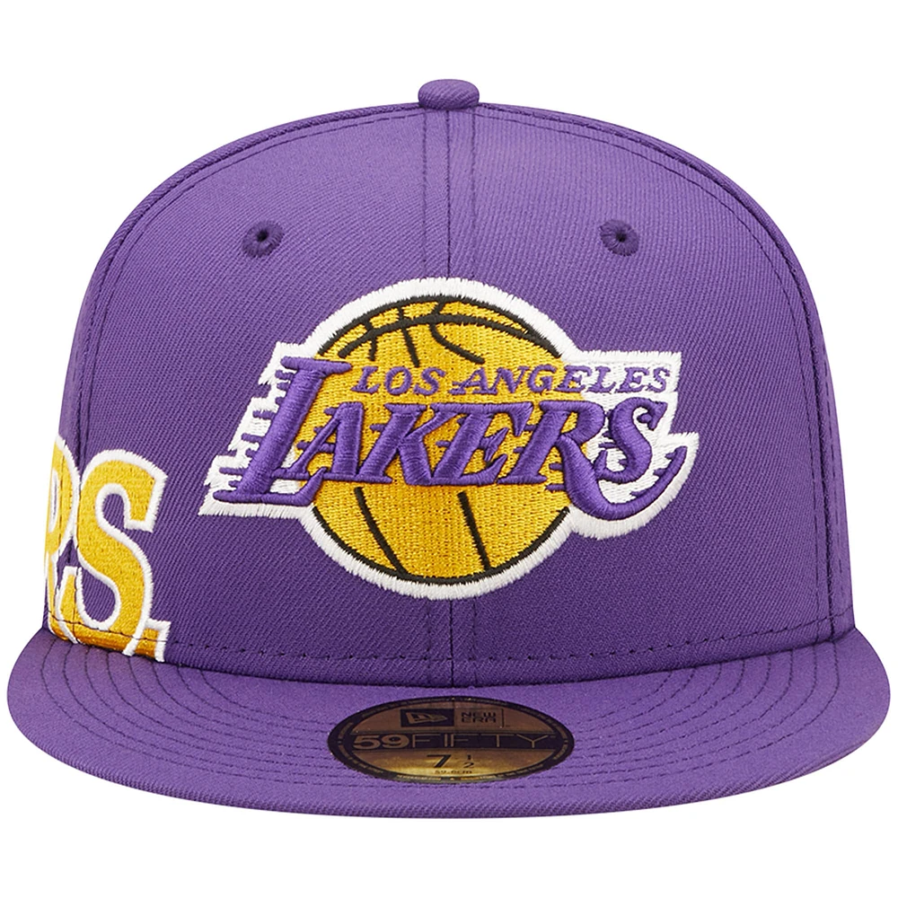 Men's New Era Purple Los Angeles Lakers Side Split 59FIFTY Fitted Hat