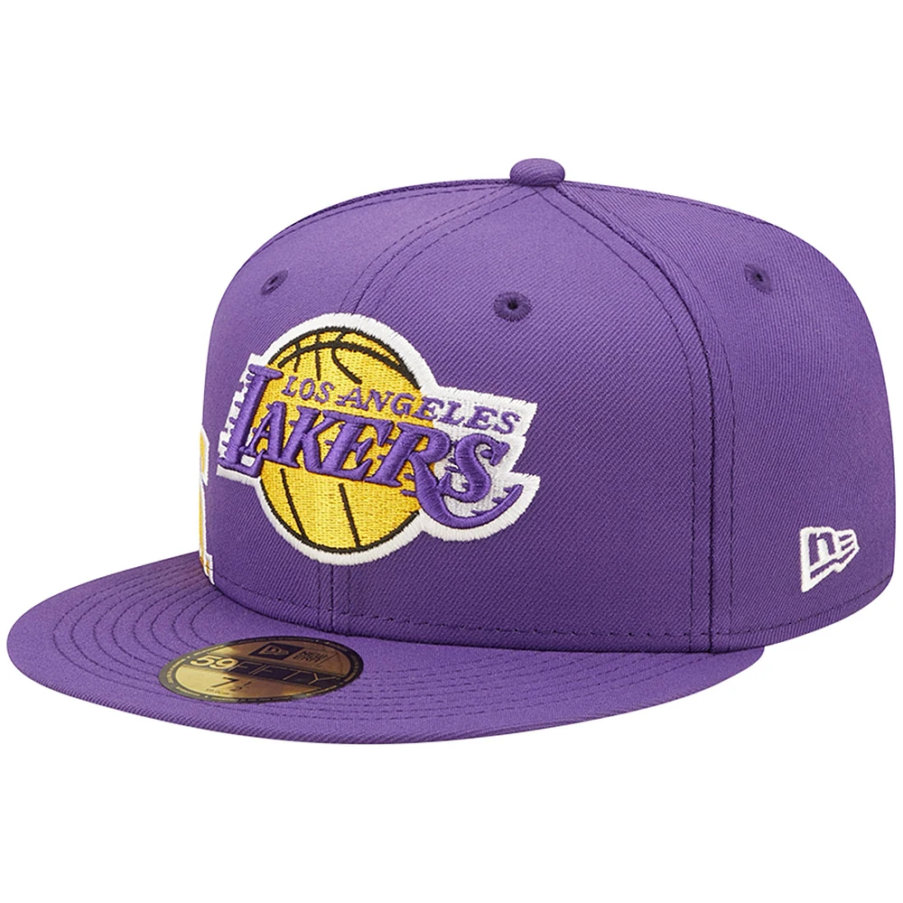 Men's New Era Purple Los Angeles Lakers Side Split 59FIFTY Fitted Hat