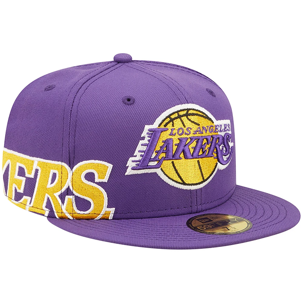 Casquette ajustée 59FIFTY pour homme Los Angeles Lakers New Era violette avec fente sur le côté