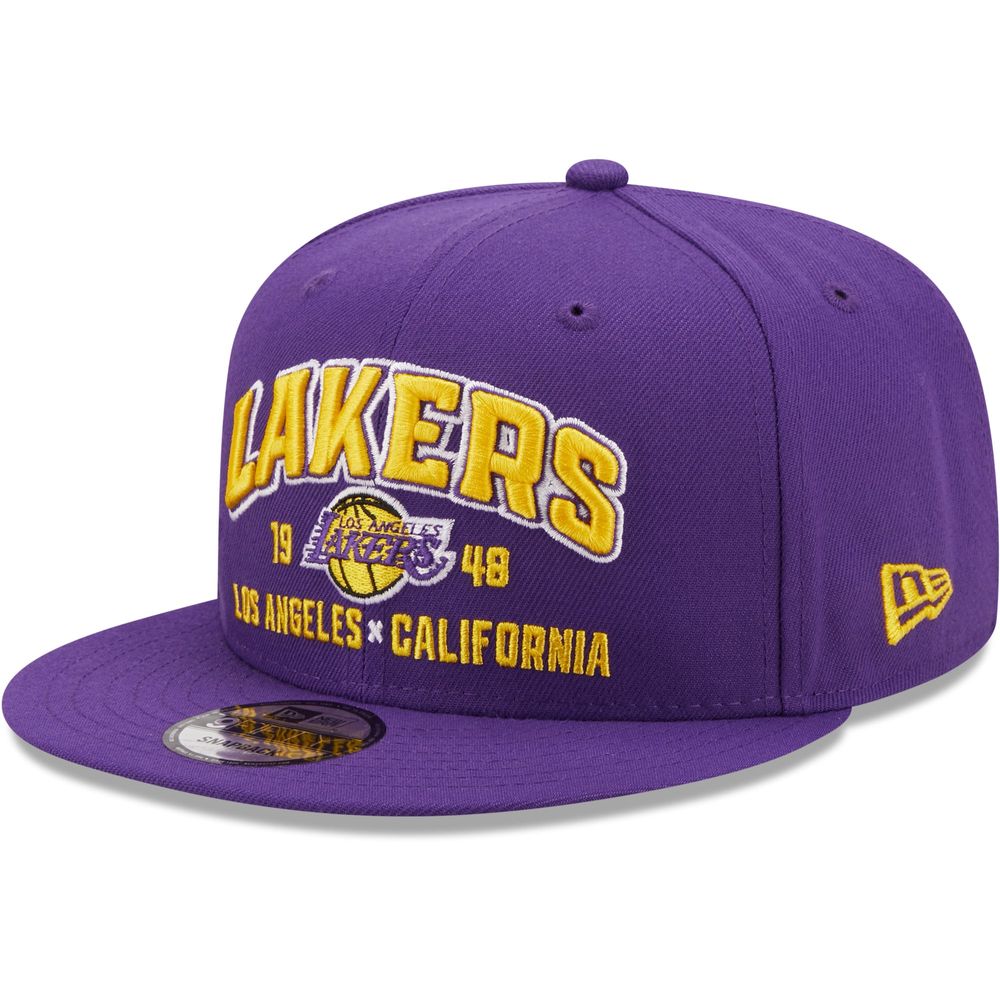 Men's New Era Purple Los Angeles Lakers Stacked 9FIFTY - Snapback Hat