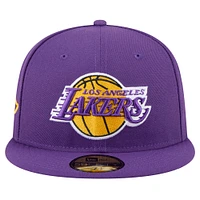 Men's New Era Purple Los Angeles Lakers Throwback Pennant 59FIFTY Fitted Hat