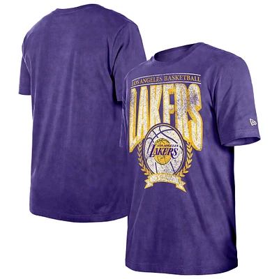 Men's New Era  Purple Los Angeles Lakers Throwback Vintage Boxy Mineral Wash T-Shirt
