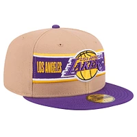 Casquette ajustée 59FIFTY NBA Draft 2024 New Era pour hommes, beige/violet, Los Angeles Lakers