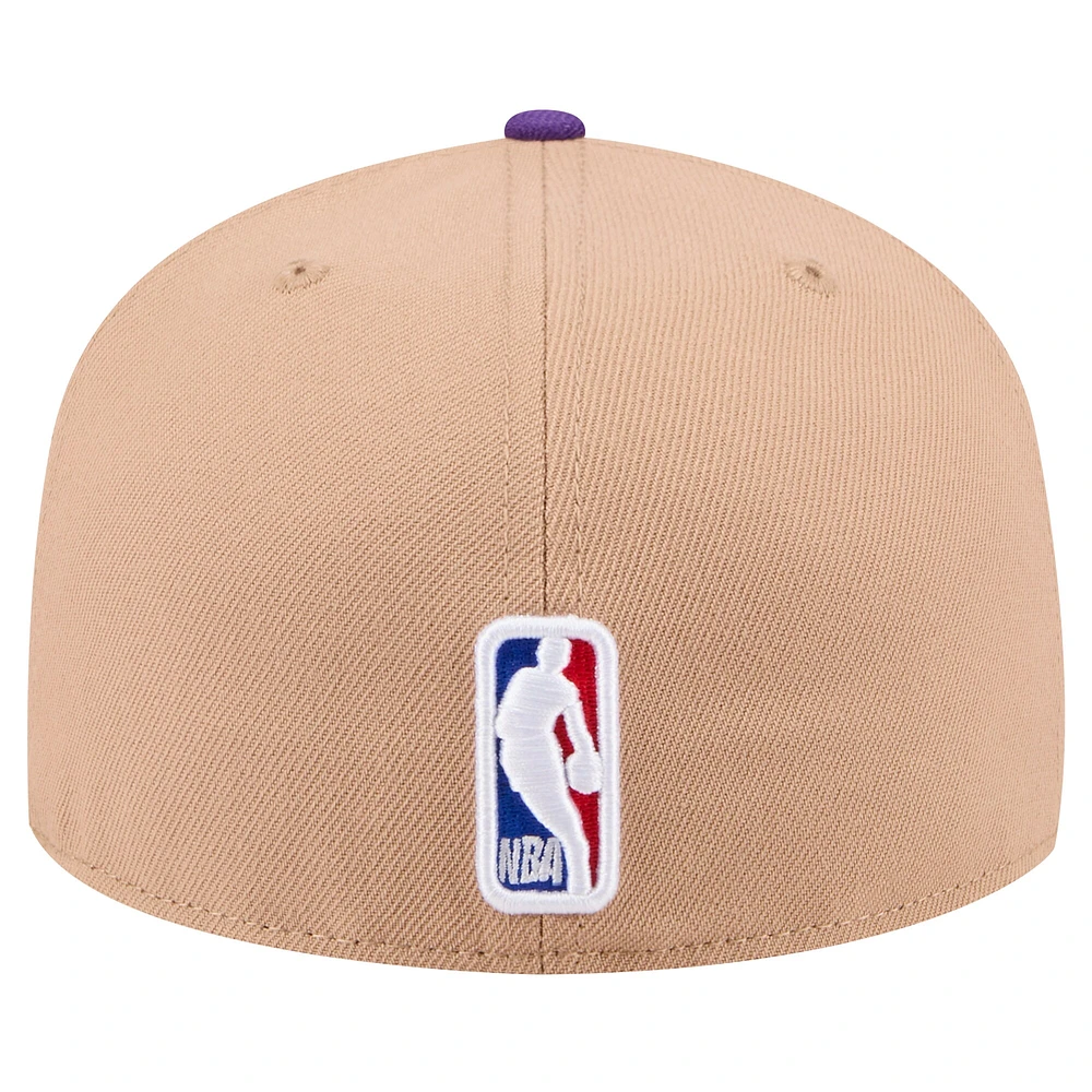 Casquette ajustée 59FIFTY NBA Draft 2024 New Era pour hommes, beige/violet, Los Angeles Lakers