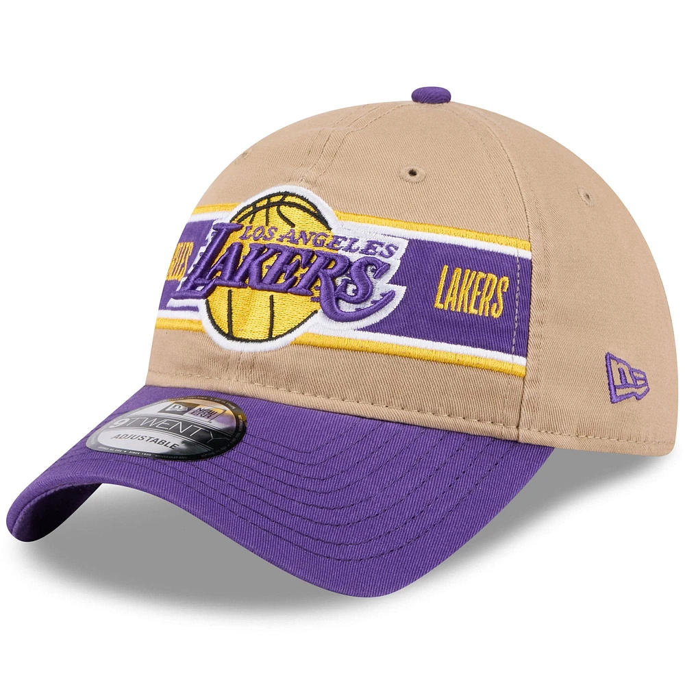 Men's New Era Tan/Purple Los Angeles Lakers 2024 NBA Draft 9TWENTY Adjustable Hat