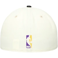 Men's New Era White/Black Los Angeles Lakers Faux Leather Visor Two-Tone 59FIFTY Fitted Hat