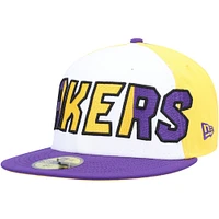 Men's New Era  White/Purple Los Angeles Lakers Back Half 9FIFTY Fitted Hat