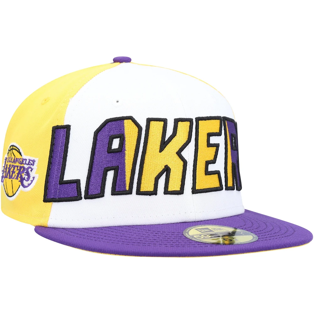 Casquette ajustée 9FIFTY Back Half Los Angeles Lakers New Era blanche/violette pour homme