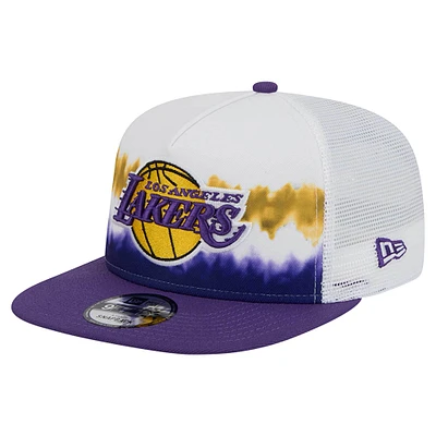 Casquette snapback Dip-Dye 9FIFTY A-Frame Trucker blanche/violette des Los Angeles Lakers de New Era pour homme