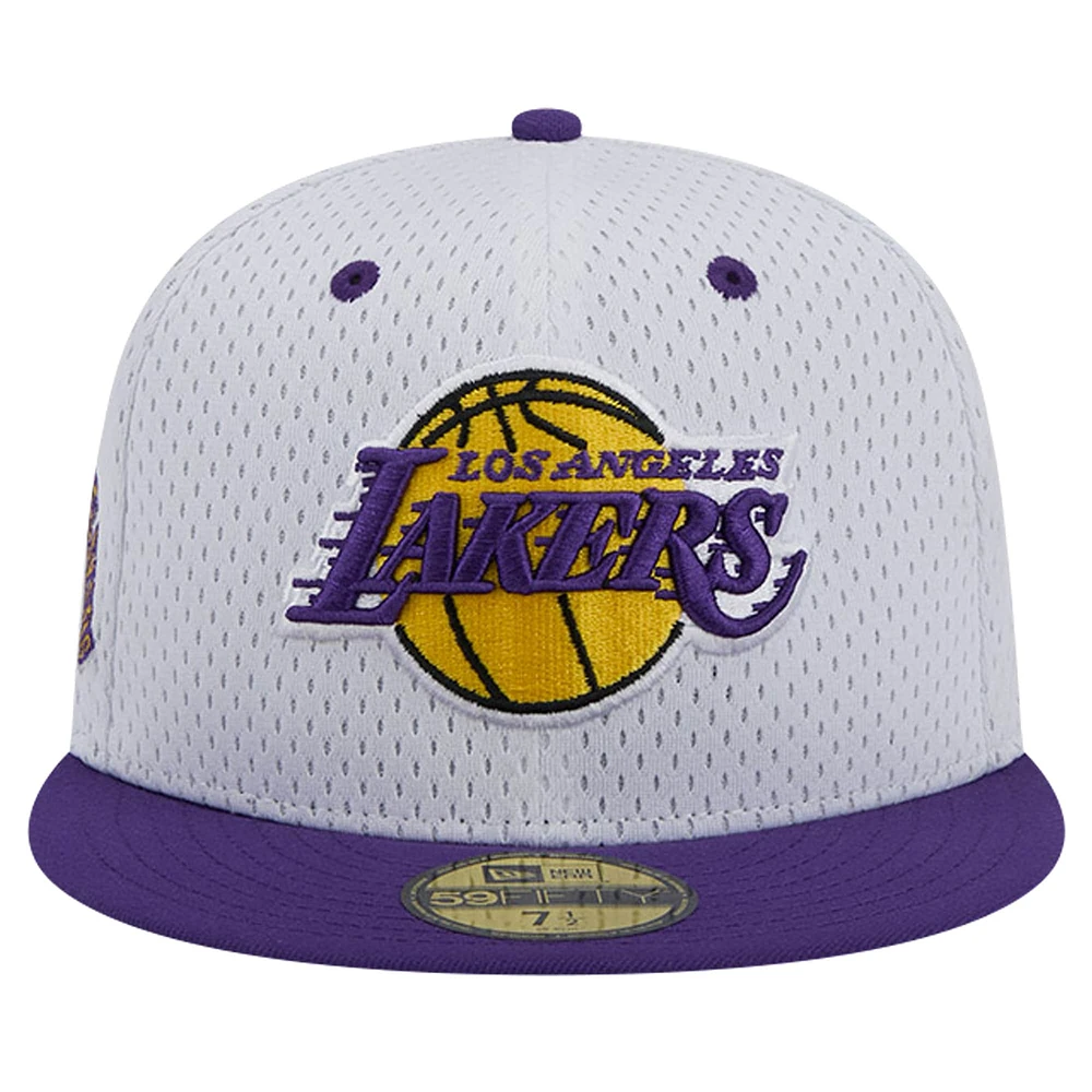 Casquette ajustée New Era Los Angeles Lakers Throwback 2Tone 59FIFTY blanc/violet pour homme