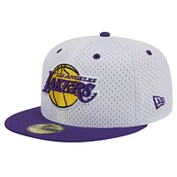 Casquette ajustée New Era Los Angeles Lakers Throwback 2Tone 59FIFTY blanc/violet pour homme