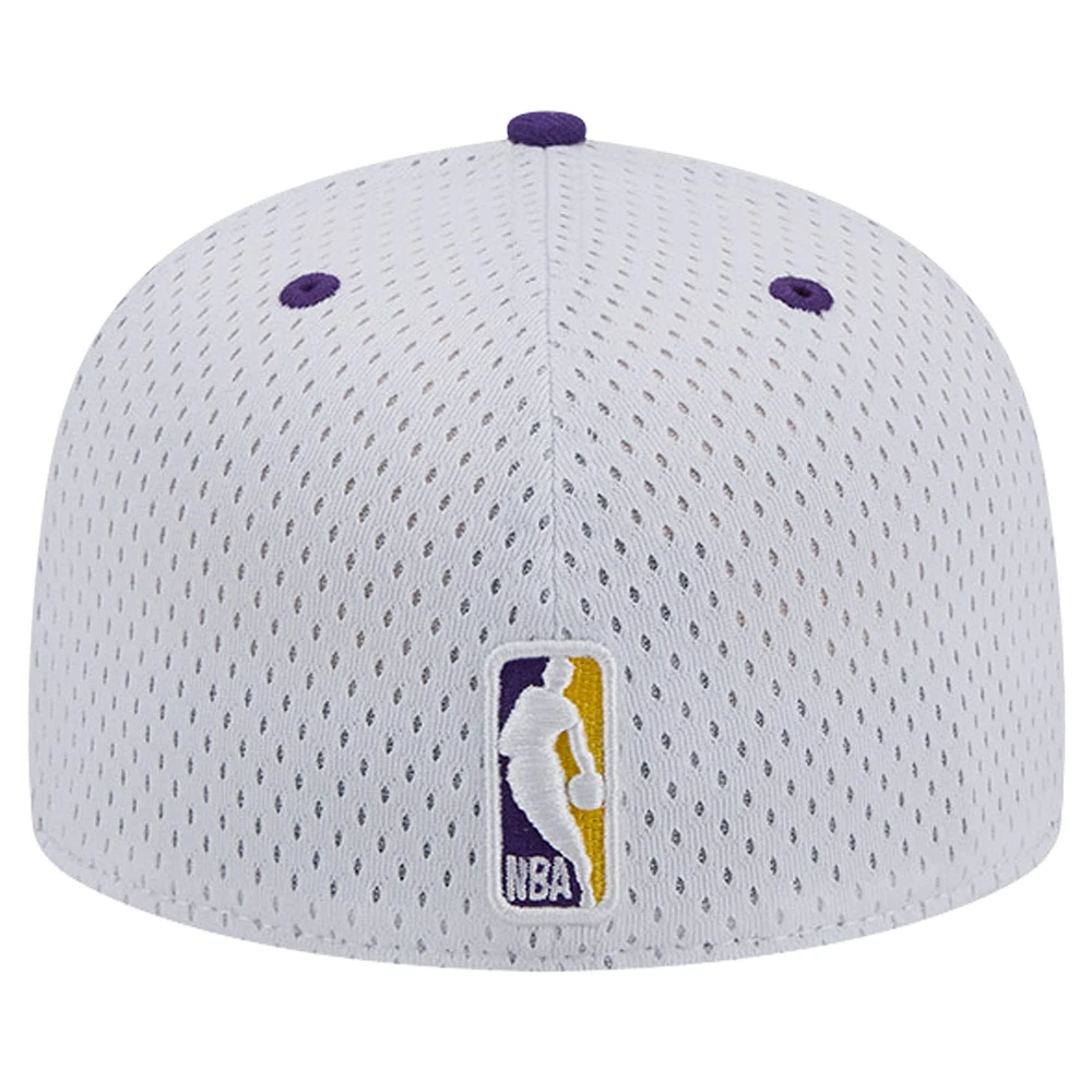 Casquette ajustée New Era Los Angeles Lakers Throwback 2Tone 59FIFTY blanc/violet pour homme