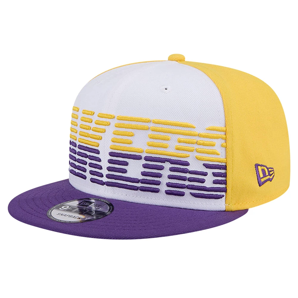 Casquette Snapback 9FIFTY Los Angeles Lakers Throwback Gradient Tech Font New Era pour hommes, blanc/violet