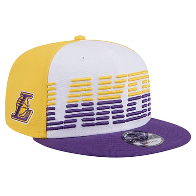 Casquette Snapback 9FIFTY Los Angeles Lakers Throwback Gradient Tech Font New Era pour hommes, blanc/violet