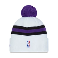 Men's New Era White Los Angeles Lakers City Edition On The Court Cuffed Knit Hat with - Pom