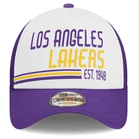 Men's New Era White Los Angeles Lakers Lift Pass Foam Front Trucker 9FORTY Adjustable Hat