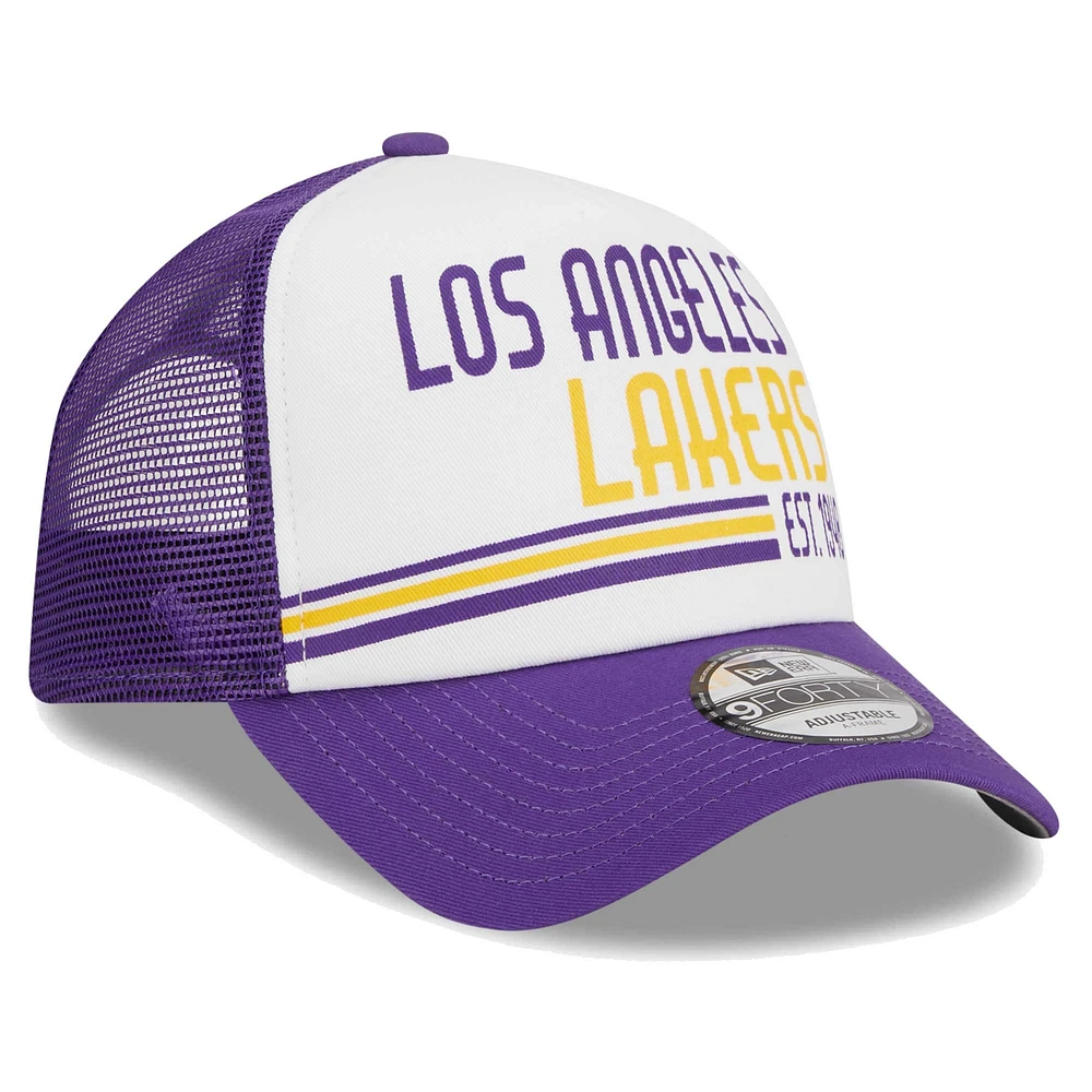 Casquette ajustable 9FORTY Trucker en mousse blanche Los Angeles Lakers Lift Pass New Era pour hommes