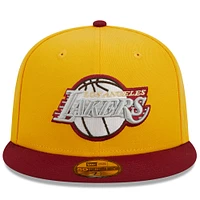 Men's New Era Yellow/Red Los Angeles Lakers Fall Leaves 2-Tone 59FIFTY Fitted Hat