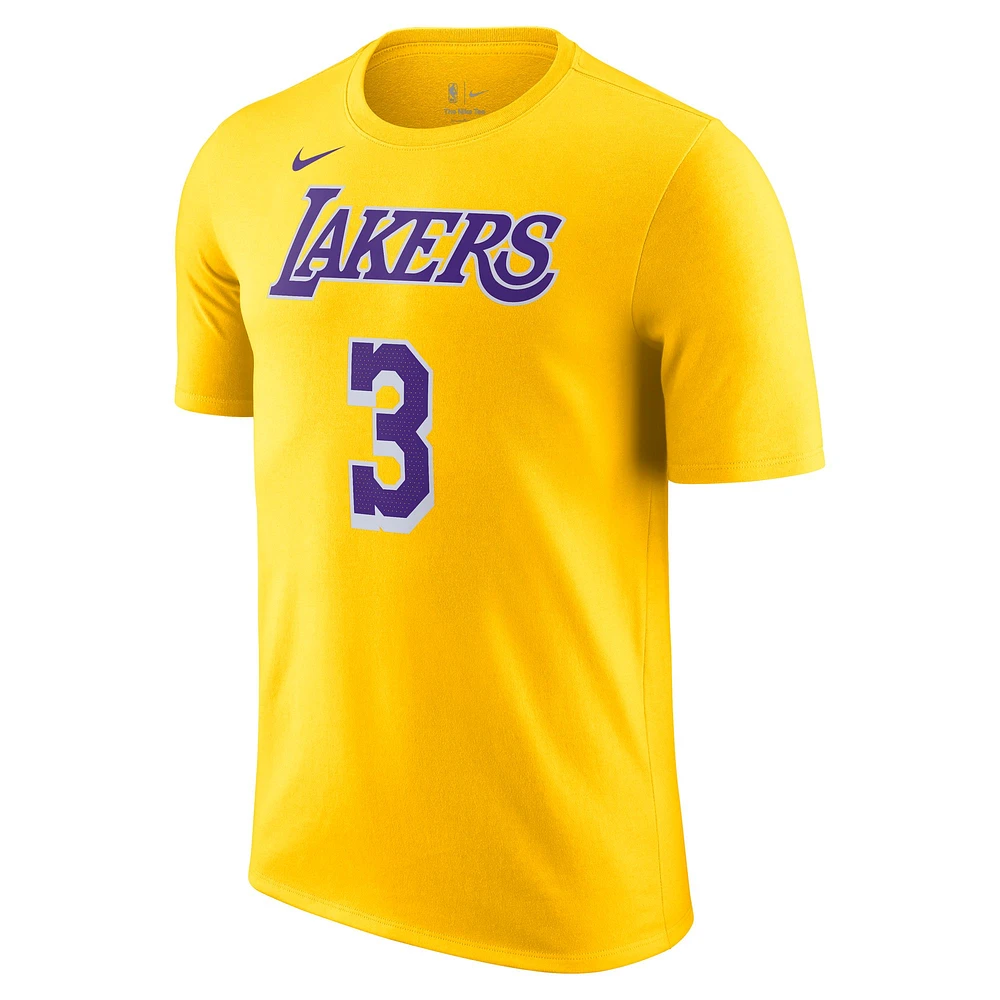 Men's Nike Anthony Davis Gold Los Angeles Lakers Icon 2022/23 Name & Number T-Shirt