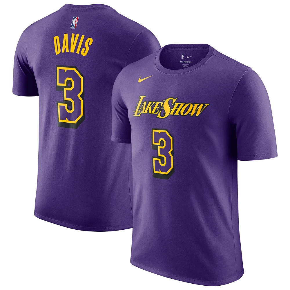 T-shirt Nike Anthony Davis violet pour homme Los Angeles Lakers 2024/25 City Edition avec nom et numéro