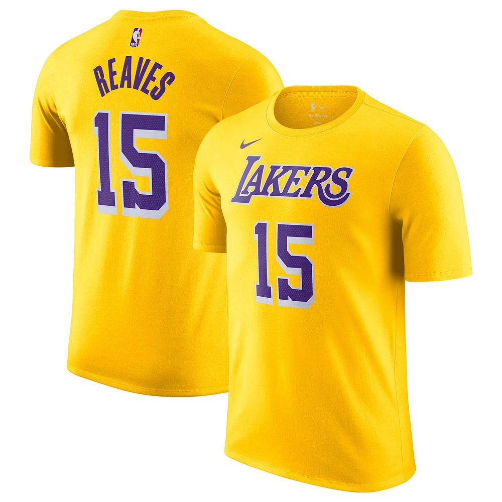 T-shirt Nike Austin Reaves Gold pour homme avec nom et numéro Los Angeles Lakers Icon Edition