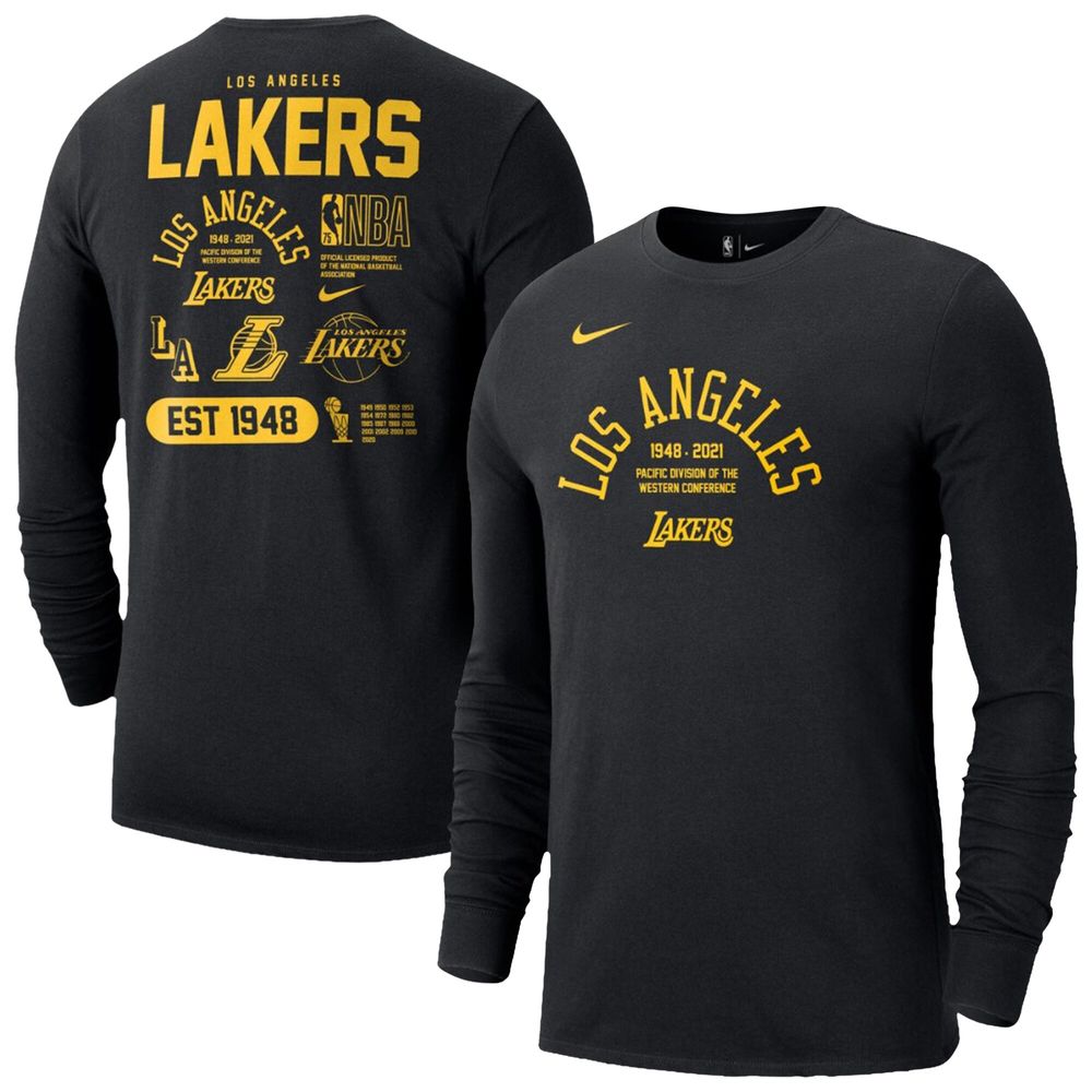 Nike Men's Nike Black Los Angeles Lakers 75th Anniversary Courtside Element  Long Sleeve T-Shirt