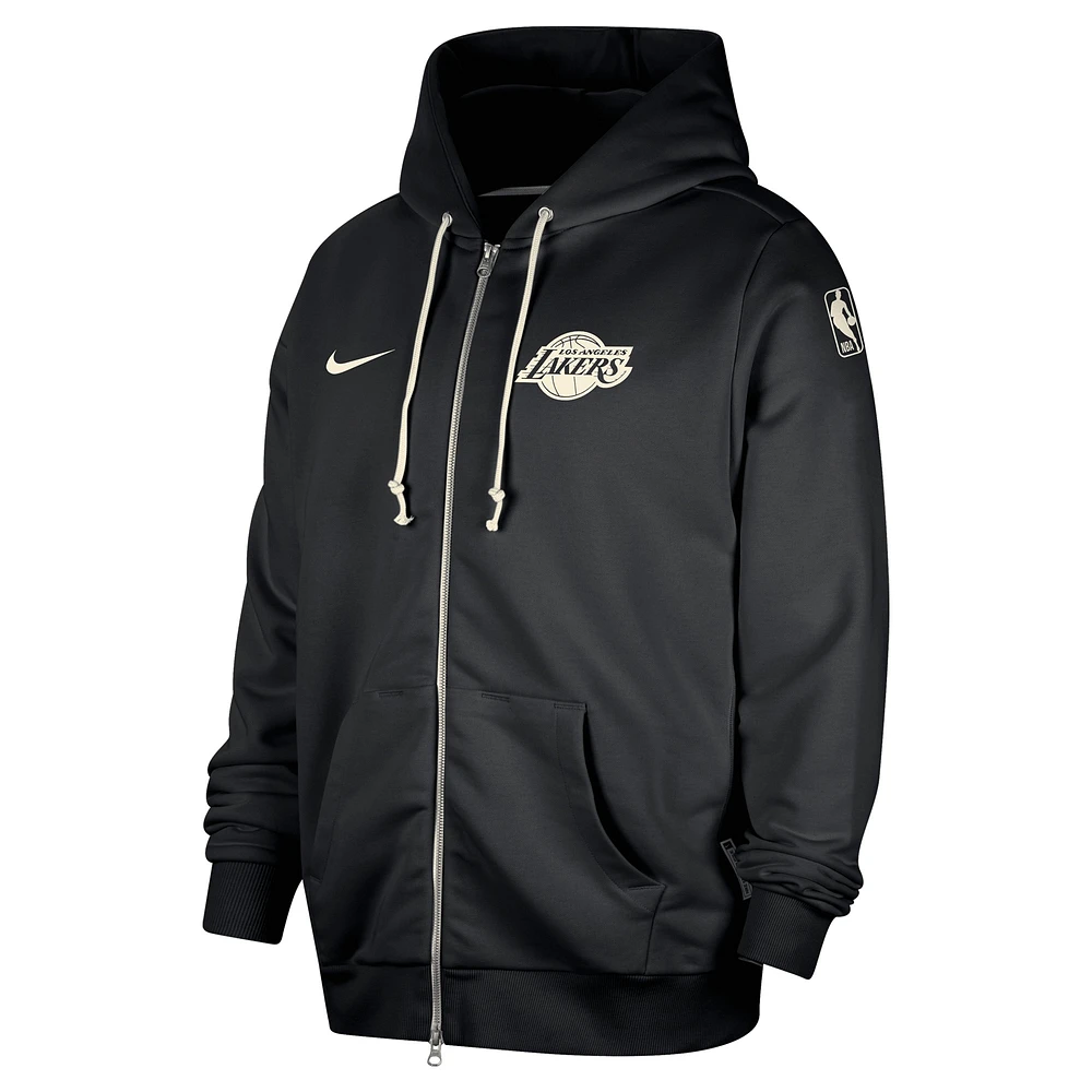 Veste à capuche entièrement zippée Nike noire pour homme Los Angeles Lakers Authentic Standard Issue