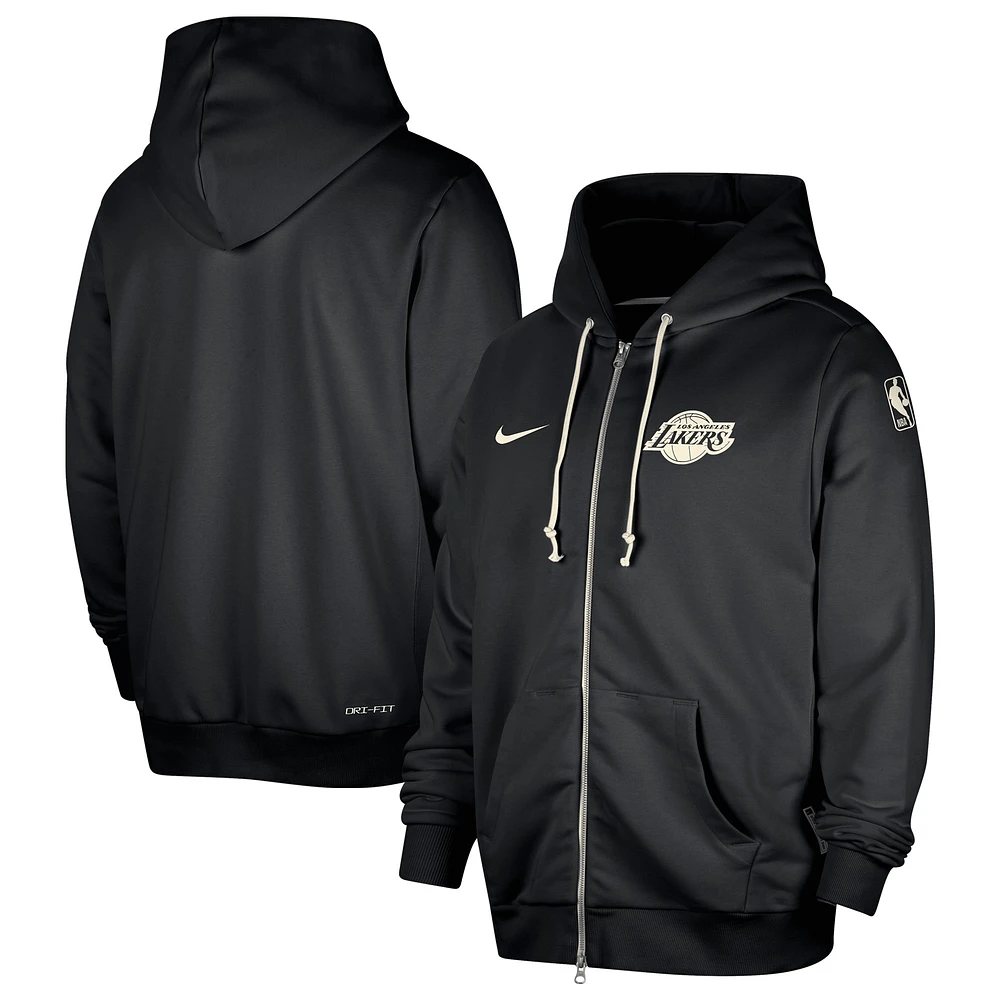 Veste à capuche entièrement zippée Nike noire pour homme Los Angeles Lakers Authentic Standard Issue