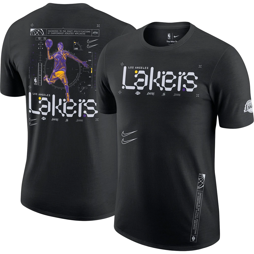 T-shirt Nike Los Angeles Lakers Courtside Air Traffic Control Max90 noir pour homme