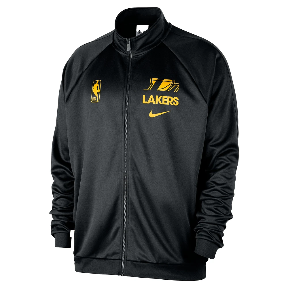 Men's Nike Black Los Angeles Lakers Courtside Pique Club Full-Zip Track Jacket
