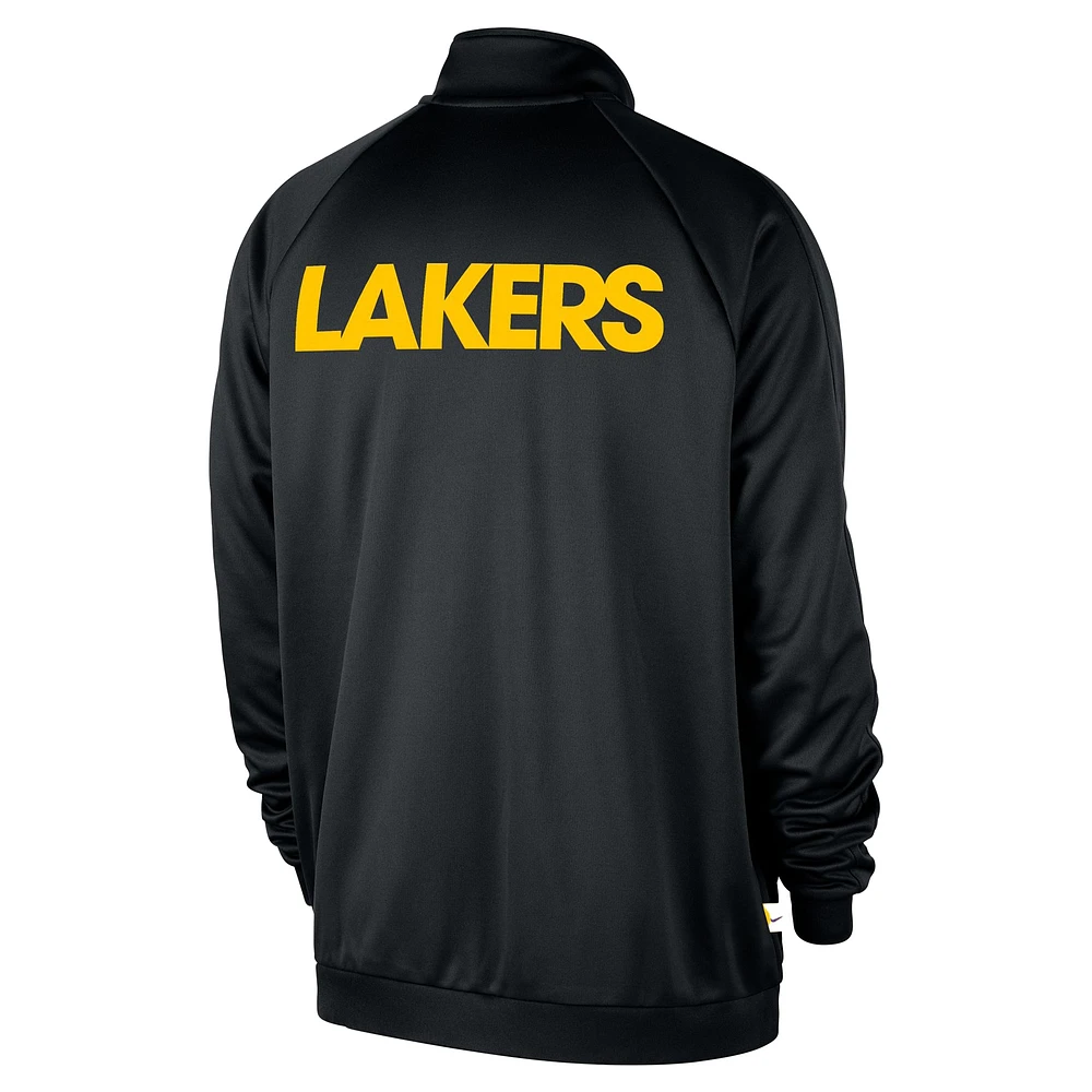Men's Nike Black Los Angeles Lakers Courtside Pique Club Full-Zip Track Jacket