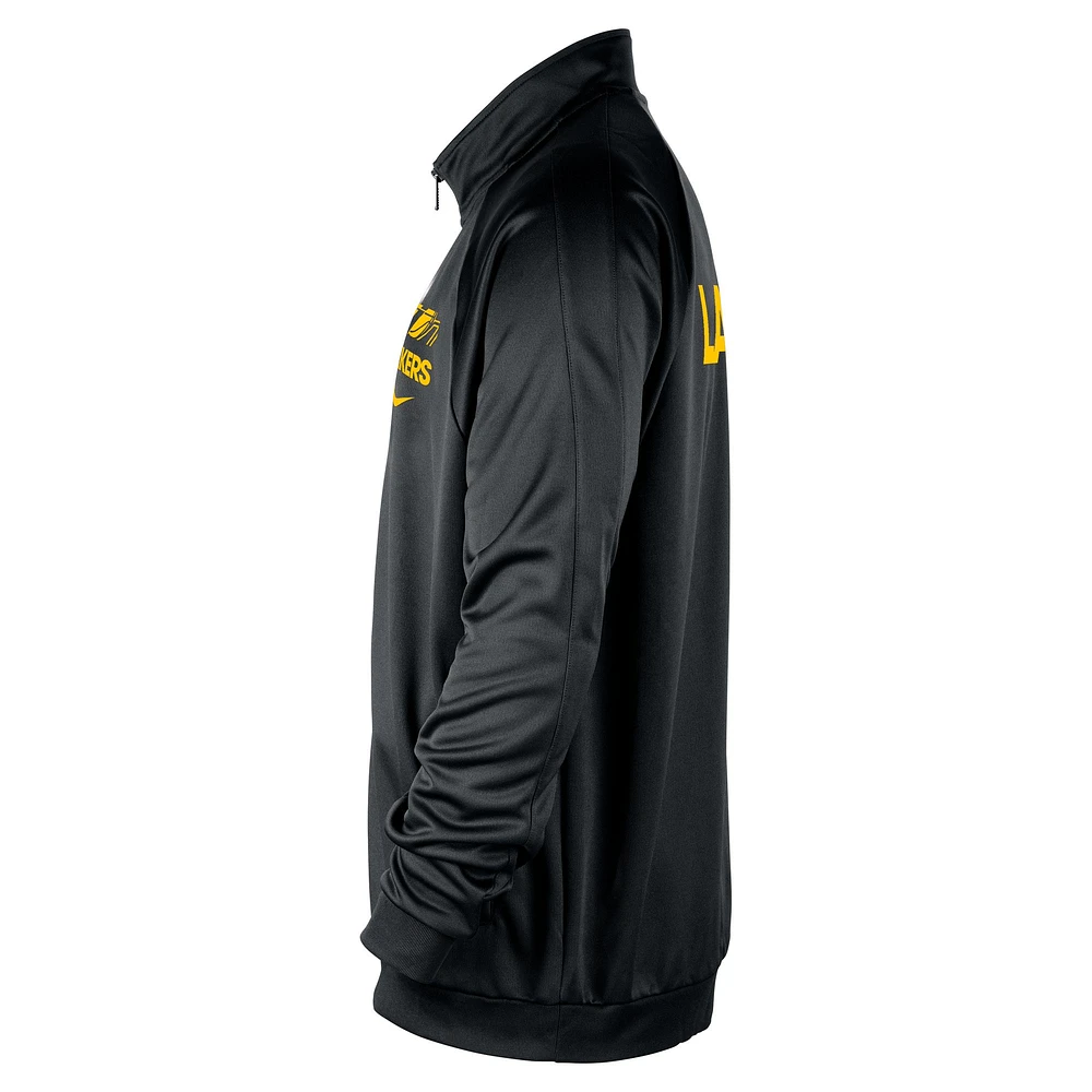 Men's Nike Black Los Angeles Lakers Courtside Pique Club Full-Zip Track Jacket