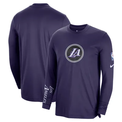 Los Angeles Lakers Nike 2022/23 City Edition Pregame Warmup Long Sleeve Shooting Shirt - Charcoal