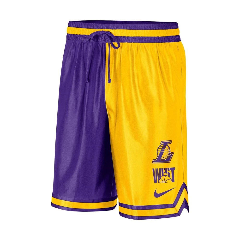 Short Performance DNA Split Los Angeles Lakers Courtside Versus Force Nike Or/Violet pour Homme