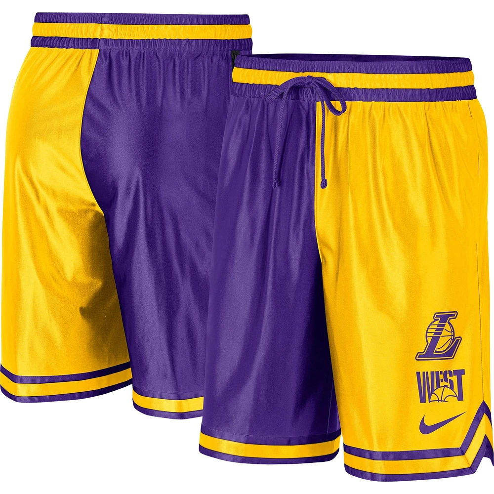 Short Performance DNA Split Los Angeles Lakers Courtside Versus Force Nike Or/Violet pour Homme