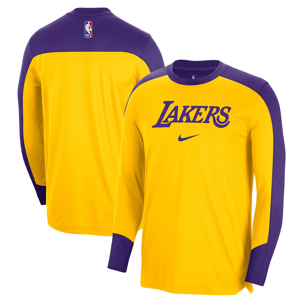 Men's Nike Gold Los Angeles Lakers 2024/25 Authentic Pre-Game Legend Long Sleeve Shooting Shirt