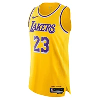 Maillot authentique Nike LeBron James Gold Los Angeles Lakers pour homme - Édition Icon