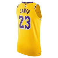 Maillot authentique Nike LeBron James Gold Los Angeles Lakers pour homme - Édition Icon