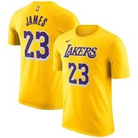 T-shirt Nike LeBron James Gold Los Angeles Lakers Icon 2022/23 avec nom et numéro pour homme