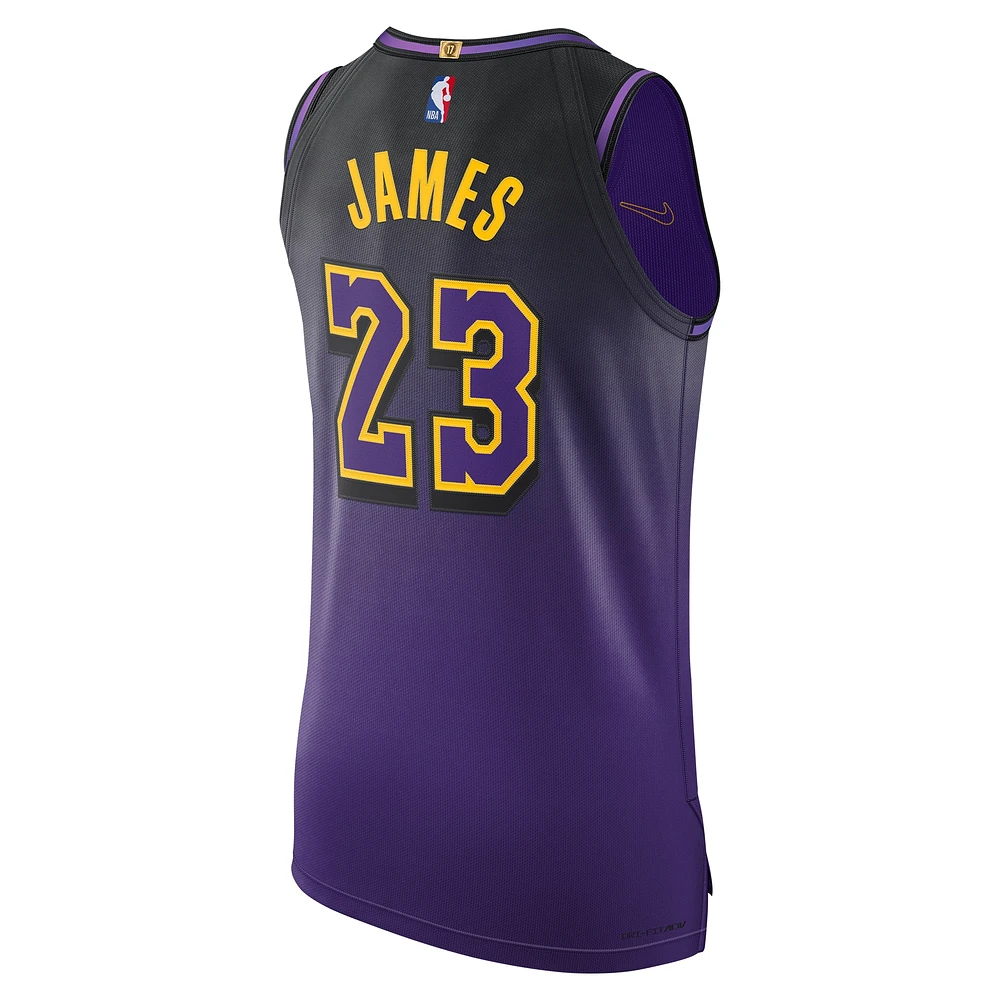 Maillot de joueur authentique Nike LeBron James violet Los Angeles Lakers 2024/25 pour homme - Édition City