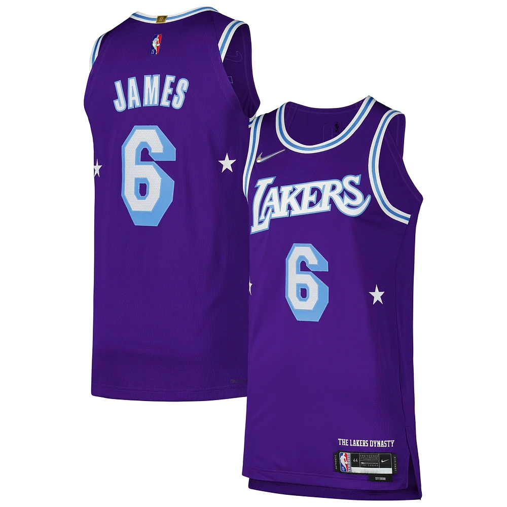 Maillot de joueur authentique Nike LeBron James violet Los Angeles Lakers pour homme - City Edition