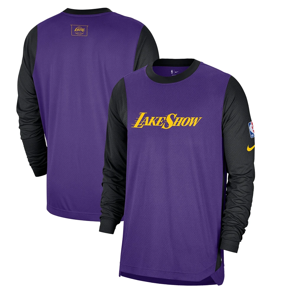 T-shirt de tir à manches longues Nike violet Los Angeles Lakers 2024/25 City Edition Authentic Pregame Performance pour homme