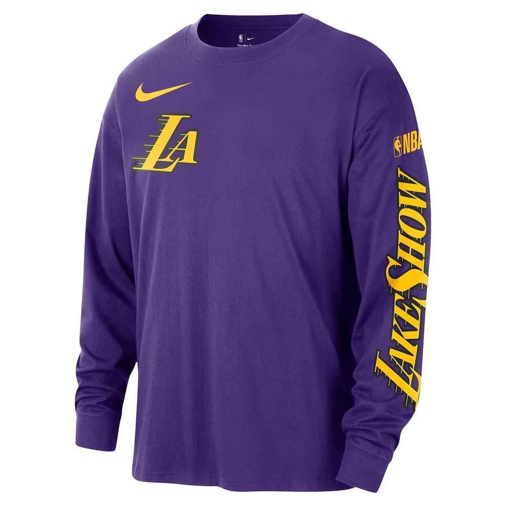 T-shirt à manches longues Nike violet Los Angeles Lakers 2024/25 City Edition Courtside Max90 pour homme