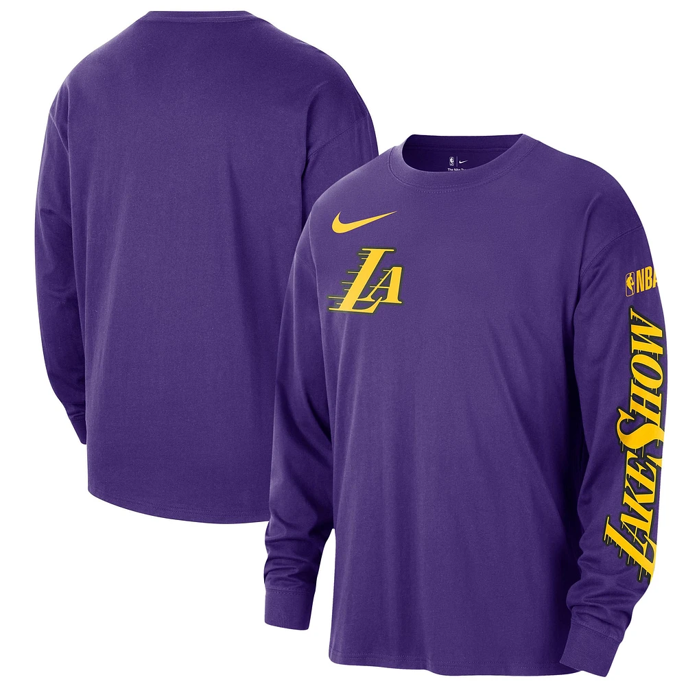 T-shirt à manches longues Nike violet Los Angeles Lakers 2024/25 City Edition Courtside Max90 pour homme