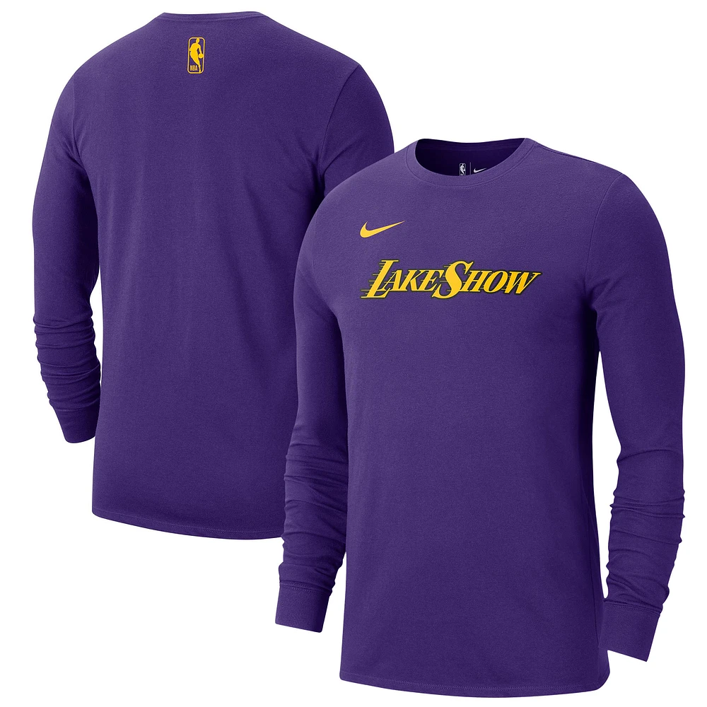 T-shirt à manches longues Nike violet Los Angeles Lakers 2024/25 City Edition Essential Logo pour homme