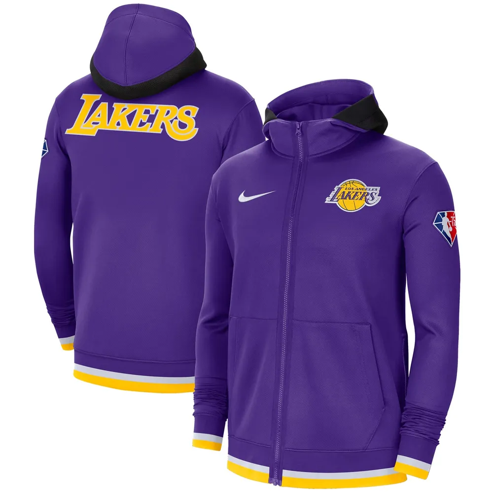 Men's Starter Purple Los Angeles Lakers Body Check Raglan Hoodie Half-Zip  Jacket
