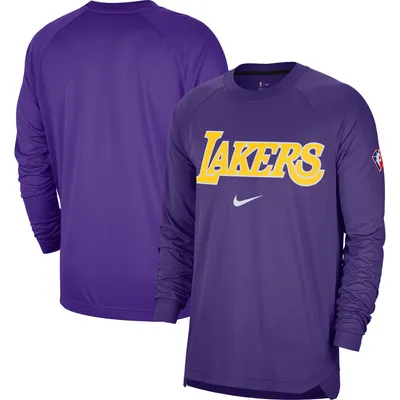 Los Angeles Lakers Nike 75th Anniversary Pregame Shooting Performance Raglan Long Sleeve T-Shirt - Purple
