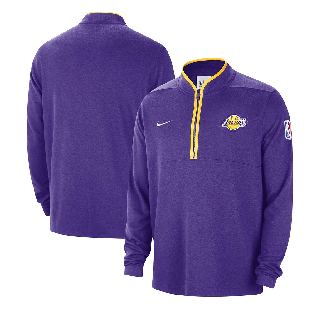 Veste à demi-zip Nike violette Los Angeles Lakers Authentic Performance pour homme