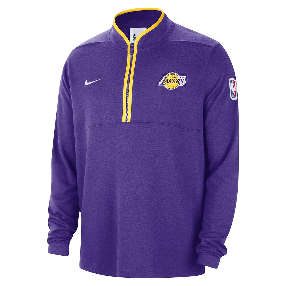 Veste à demi-zip Nike violette Los Angeles Lakers Authentic Performance pour homme