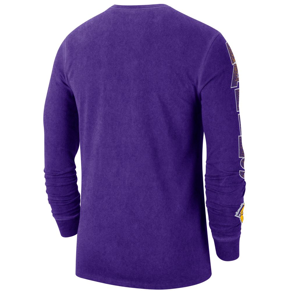 Men's Nike Purple Los Angeles Lakers Courtside Retro Elevated Long Sleeve T-Shirt Size: Small